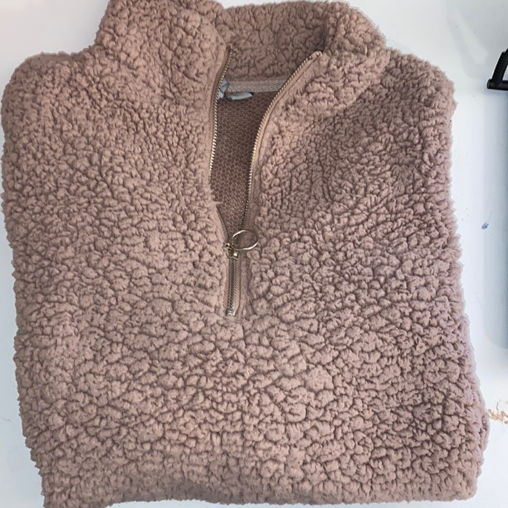 1/4 zip teddy bear sweater